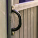 Jack and June outdoor kids playhouse, up close picture of the handle to the door of the playhouse